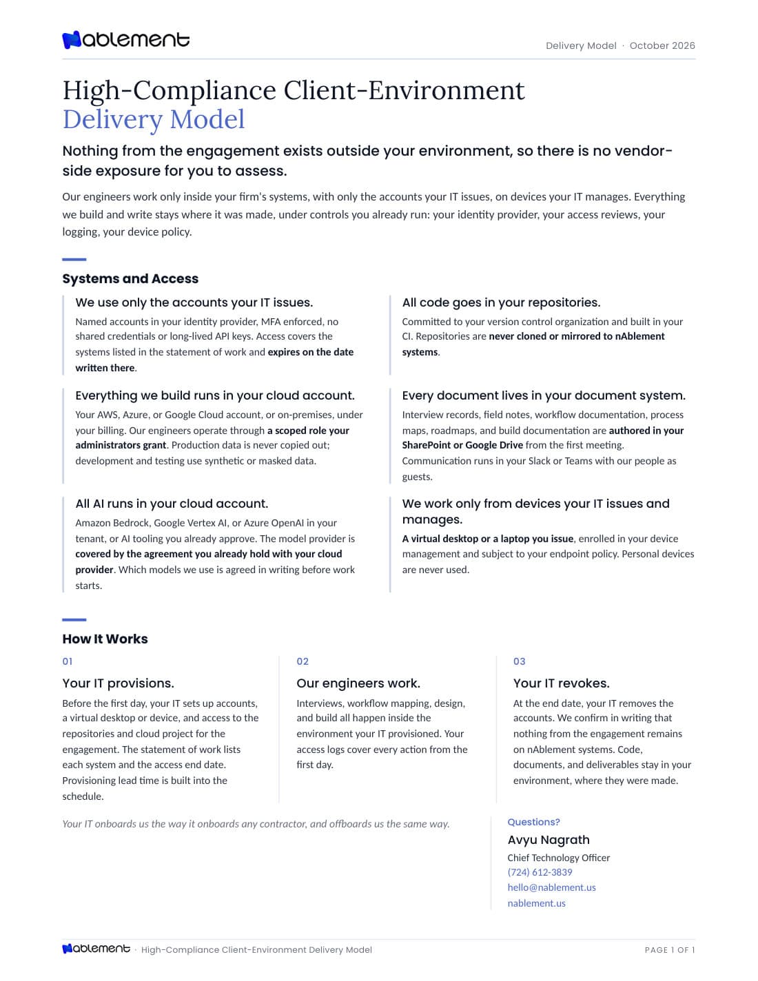 The nAblement High-Compliance Client-Environment Delivery Model brief